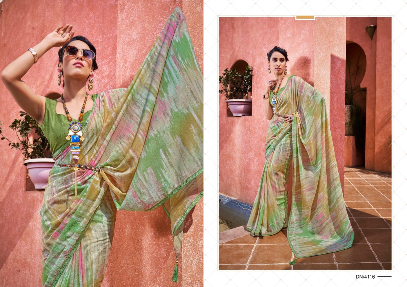 5D Designer Marie Gold 4111- 4118 Wholesale Printed Sarees Catalog